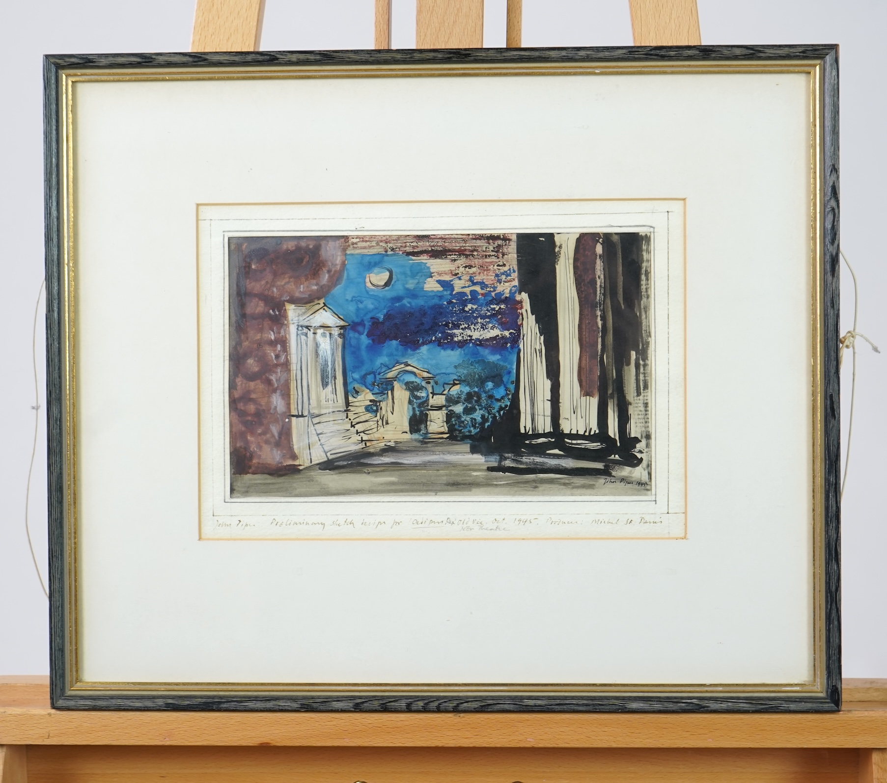 John Piper OM, CH, 1903-1992, 'Preliminary sketch design for Oedipus Rex, Old Vic New Theatre, Oct. 1945, Producer: Michel St Denis'